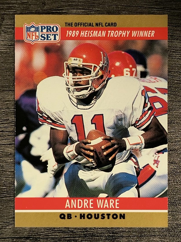 1990 Pro Set #19A Andre Ware RC/Heisman Trophy/No drafted stripe on card front