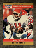 1990 Pro Set #19A Andre Ware RC/Heisman Trophy/No drafted stripe on card front