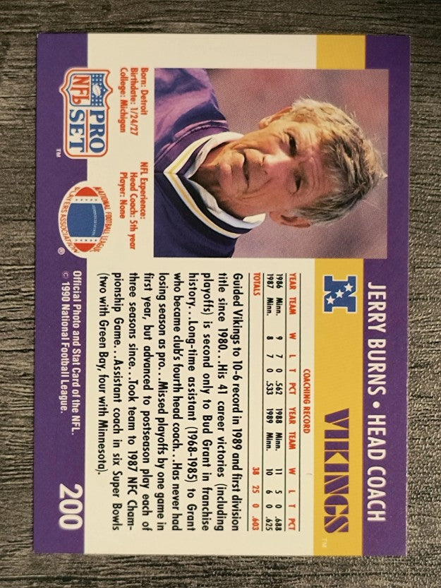 1990 Pro Set #200 Jerry Burns CO