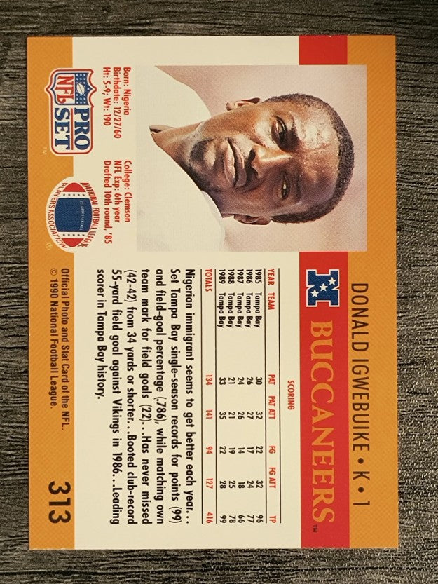 1990 Pro Set #313 Donald Igwebuike