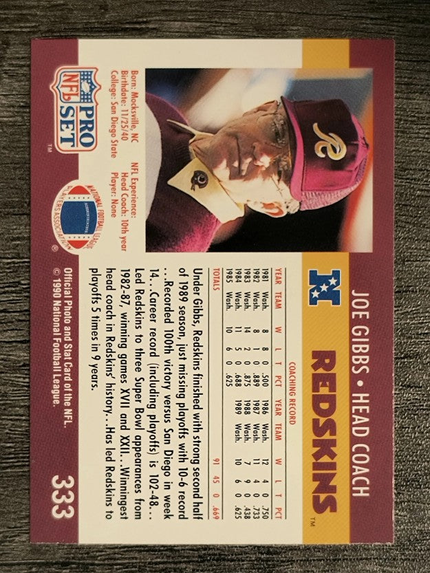 1990 Pro Set #333 Joe Gibbs CO