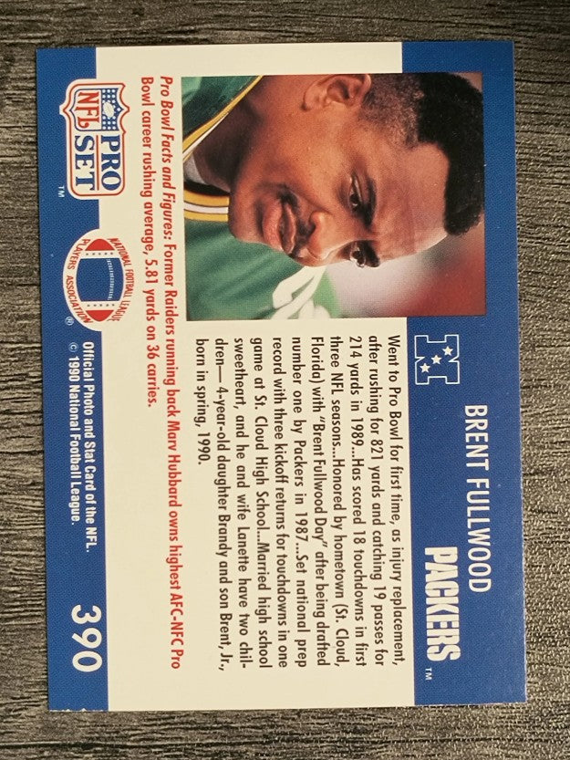 1990 Pro Set #390 Brent Fullwood PB