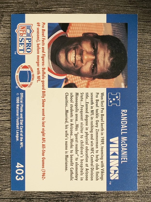 1990 Pro Set #403 Randall McDaniel PB