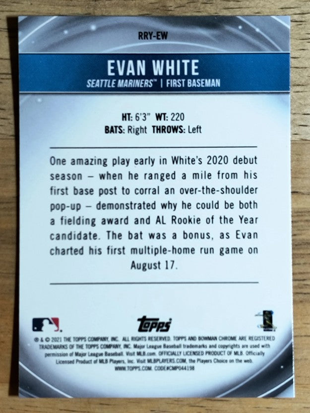 2021 Bowman Chrome Rookie of the Year Favorites Refractors #RRYEW Evan White