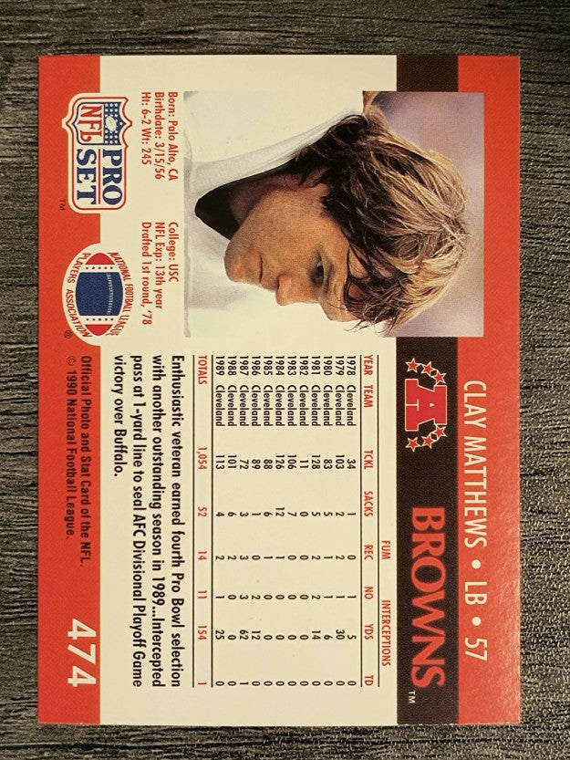 1990 Pro Set #474 Clay Matthews