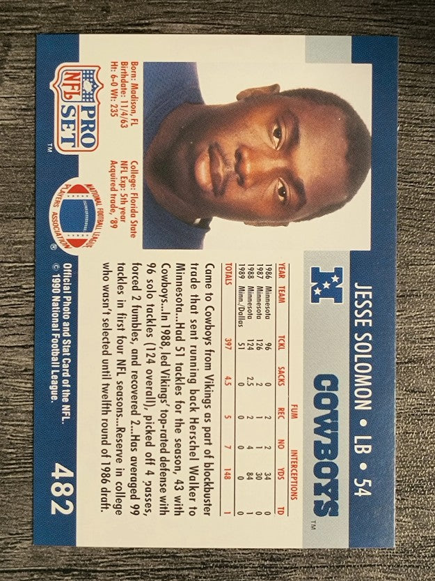 1990 Pro Set #482 Jesse Solomon