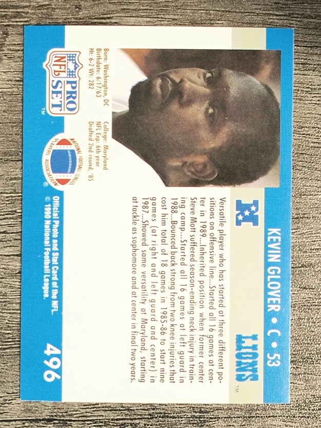 1990 Pro Set #496B Kevin Glover RC/Card back says C