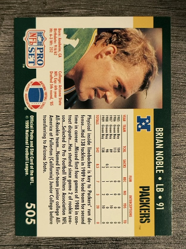 1990 Pro Set #505 Brian Noble