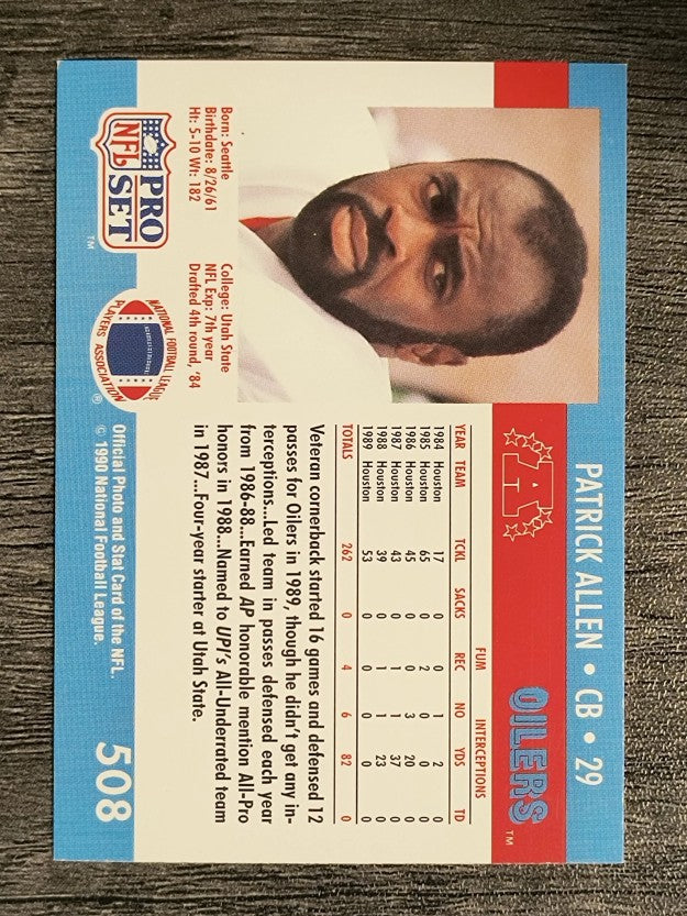 1990 Pro Set #508 Patrick Allen