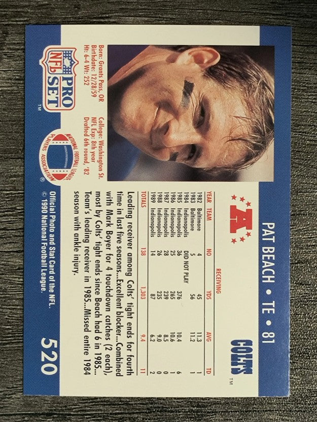 1990 Pro Set #520 Pat Beach