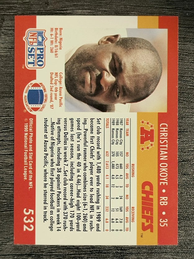 1990 Pro Set #532 Christian Okoye