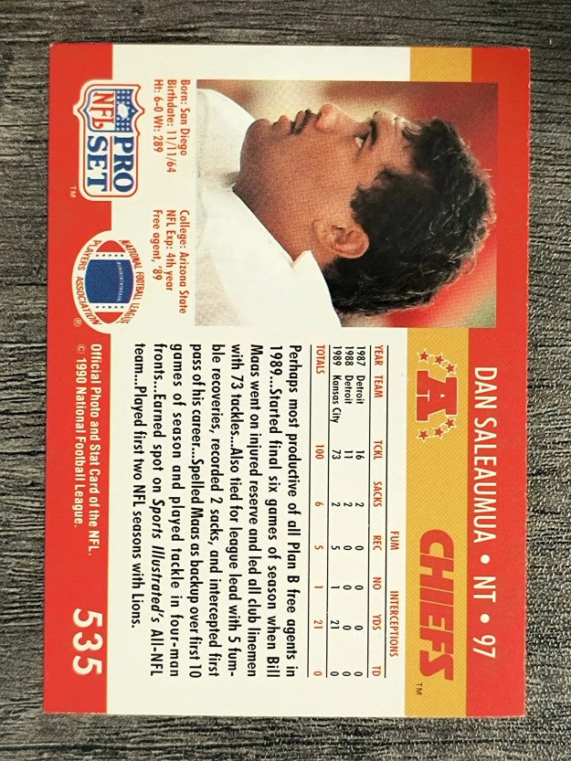 1990 Pro Set #535 Dan Saleaumua