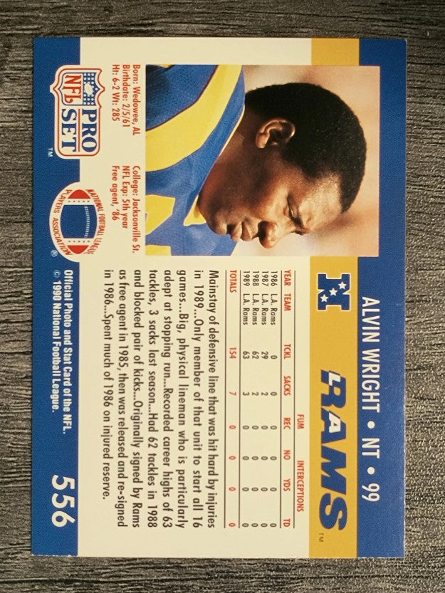 1990 Pro Set #556 Alvin Wright RC