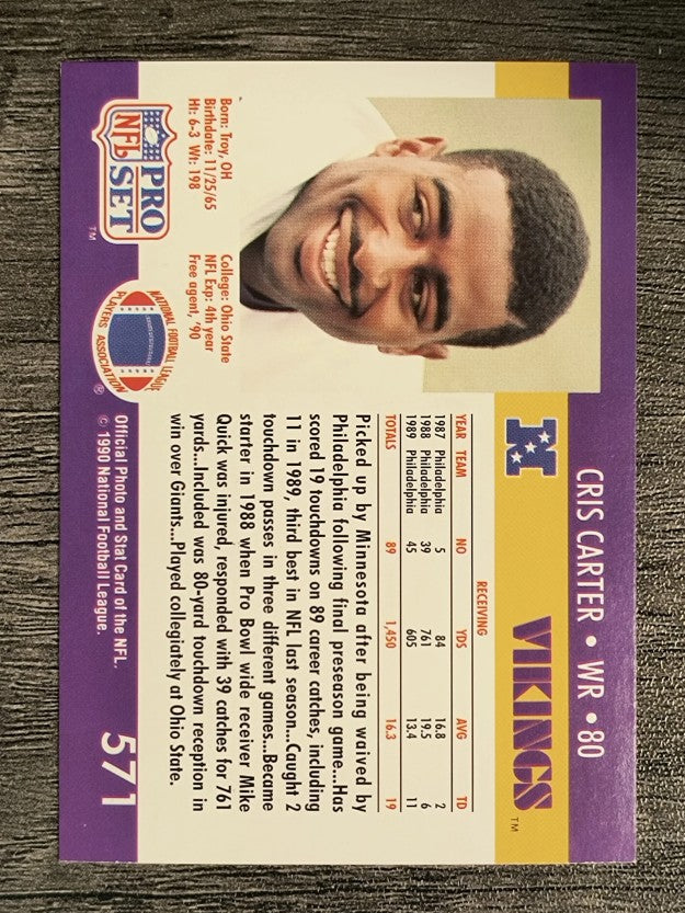 1990 Pro Set #571 Cris Carter