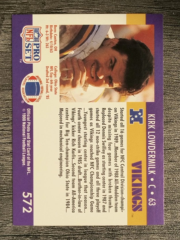 1990 Pro Set #572 Kirk Lowdermilk