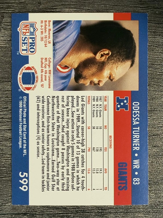 1990 Pro Set #599 Odessa Turner RC