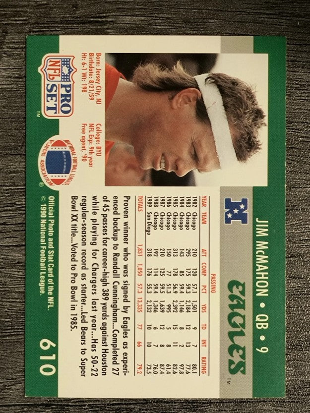 1990 Pro Set #610 Jim McMahon