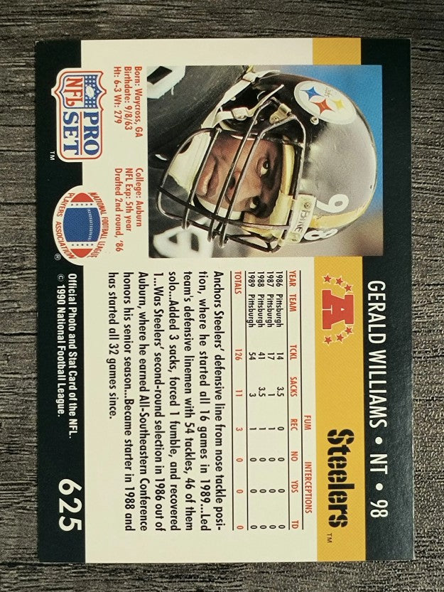 1990 Pro Set #625 Gerald Williams RC