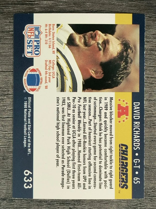 1990 Pro Set #633A David Richards RC ERR/Back says G-T