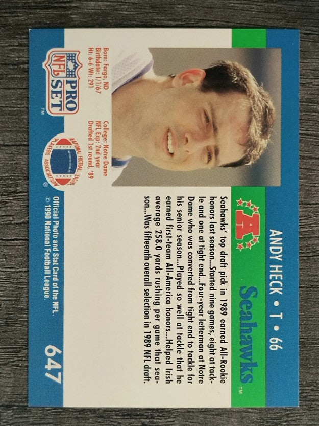 1990 Pro Set #647 Andy Heck