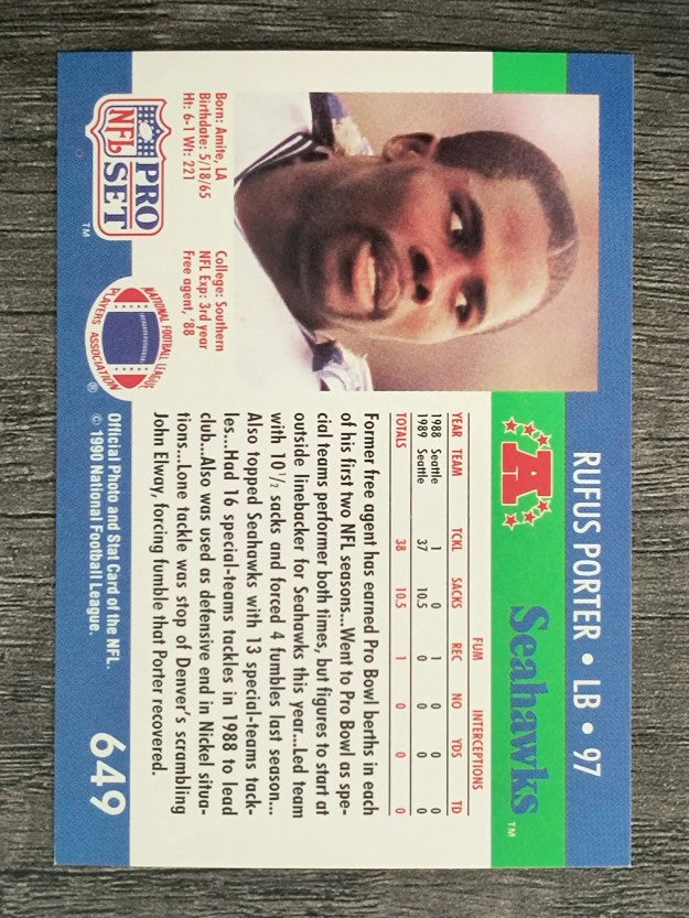 1990 Pro Set #649 Rufus Porter