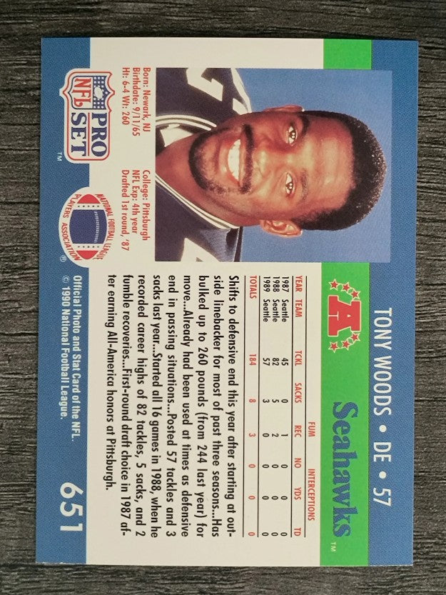 1990 Pro Set #651 Tony Woods