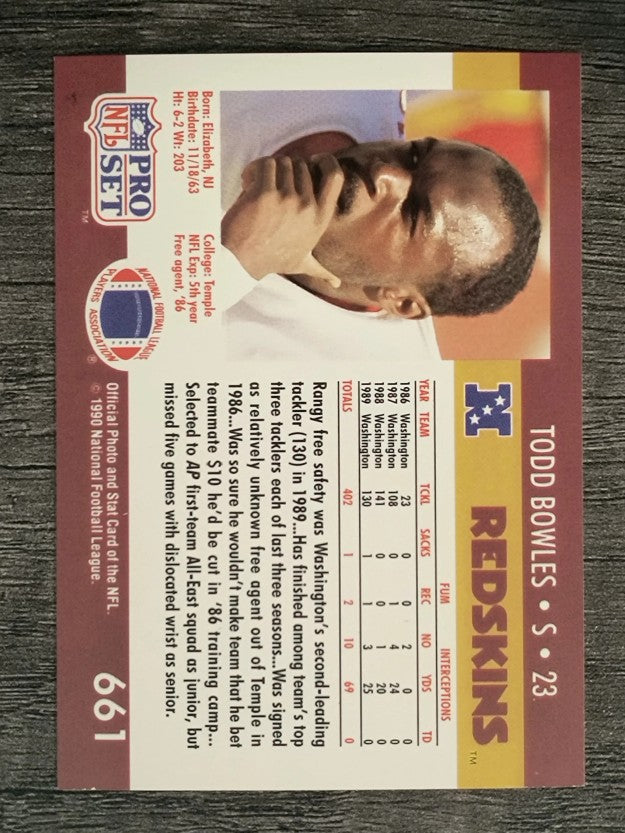 1990 Pro Set #661 Todd Bowles RC