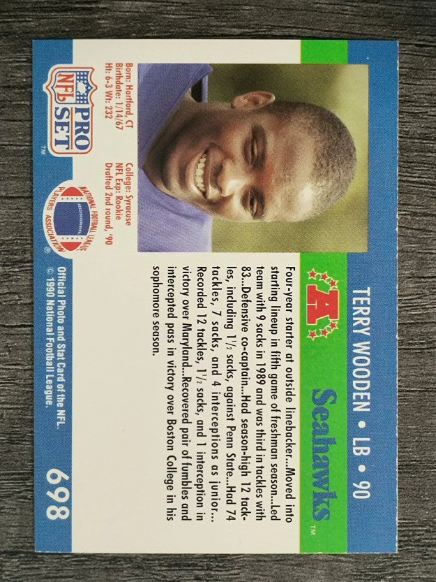 1990 Pro Set #698B Terry Wooden RC COR/Number on back is 90