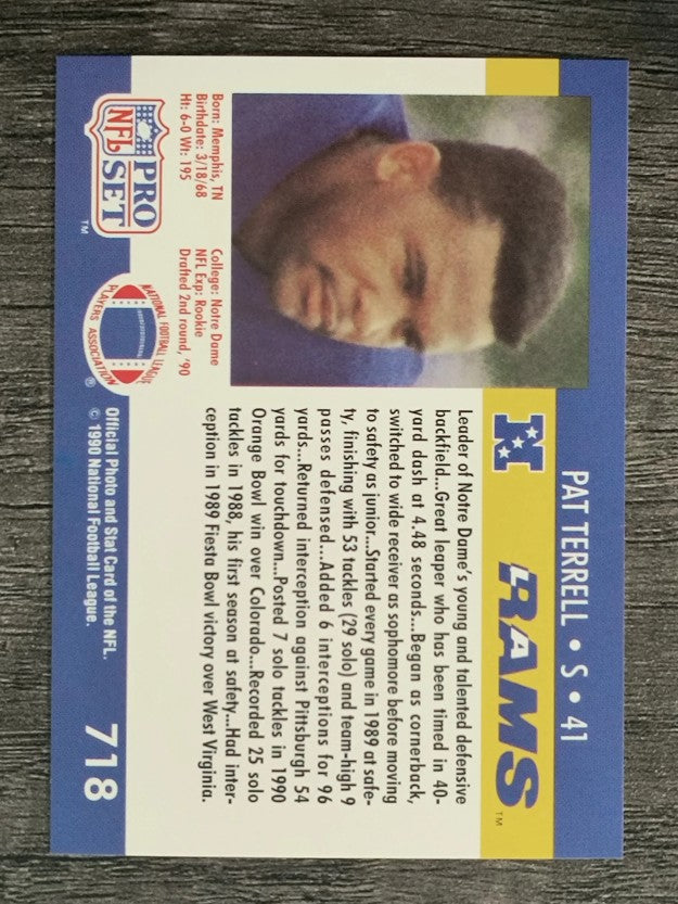 1990 Pro Set #718A Pat Terrell 41 ERR RC