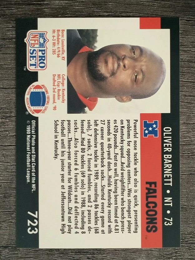 1990 Pro Set #723B Oliver Barnett RC COR/Front says NT