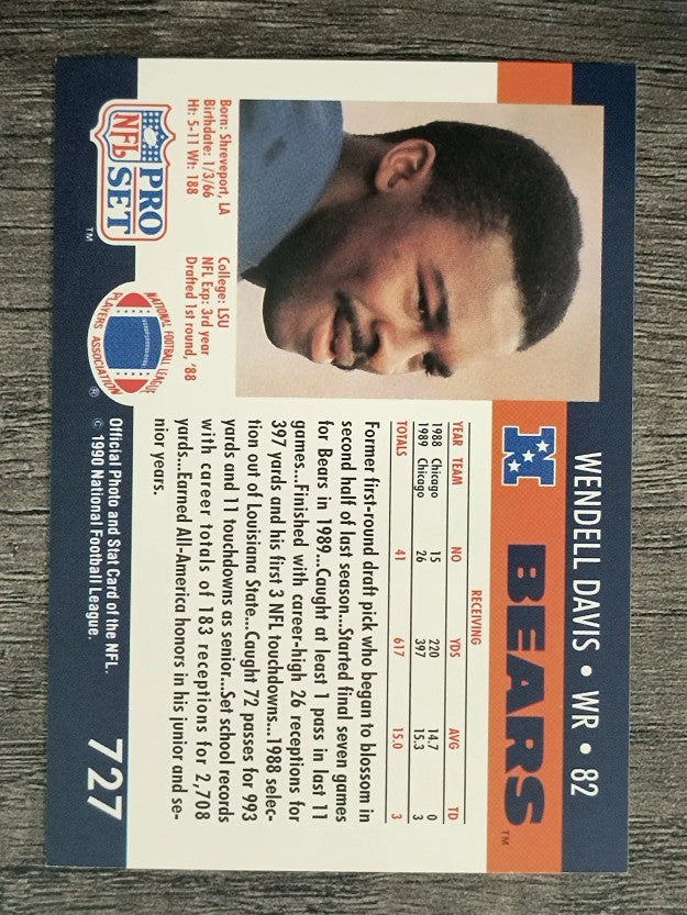 1990 Pro Set #727 Wendell Davis RC
