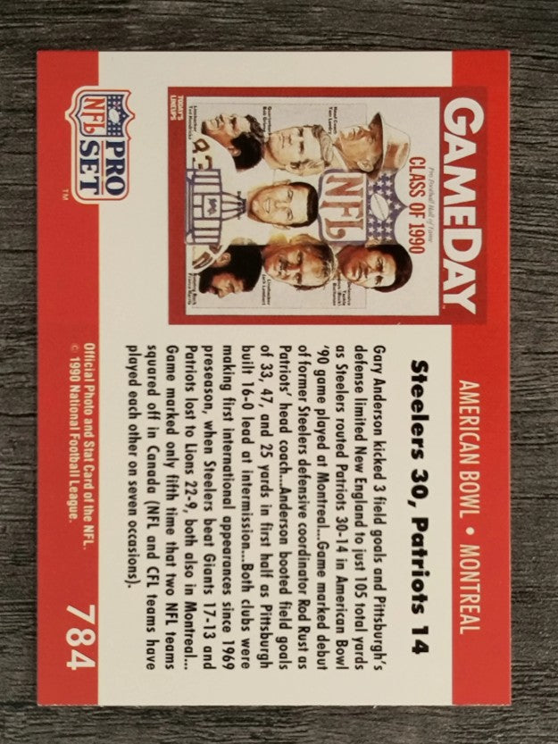 1990 Pro Set #784 American Bowl: Montreal/Steelers vs. Patriots