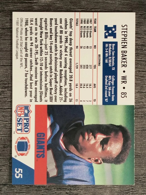 1991 Pro Set #55 Stephen Baker