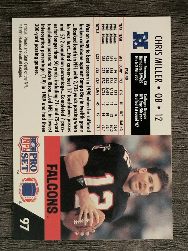 1991 Pro Set #97 Chris Miller
