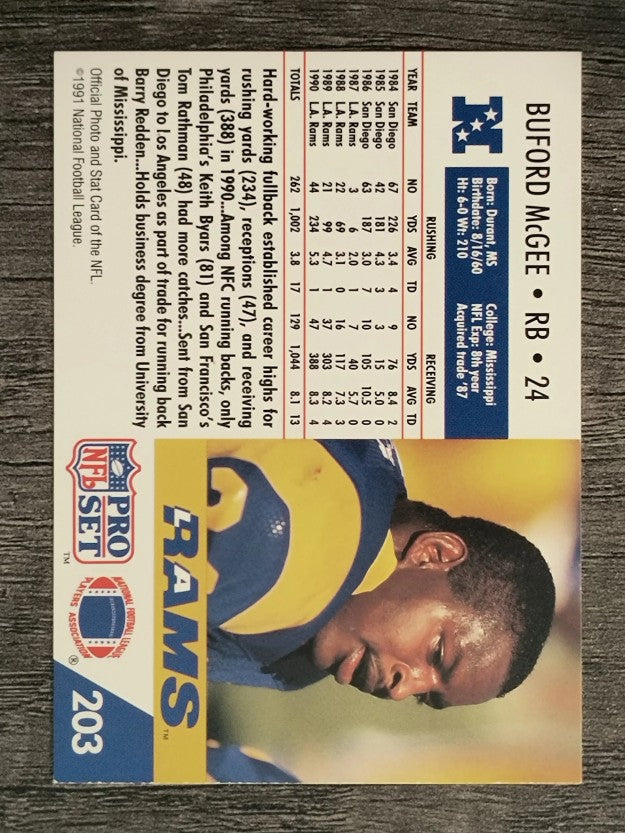 1991 Pro Set #203 Buford McGee