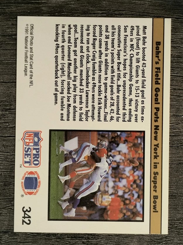1991 Pro Set #342 Matt Bahr REP