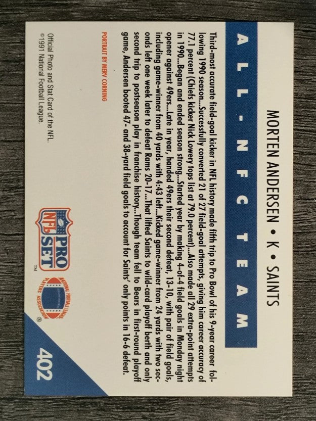 1991 Pro Set #402 Morten Andersen NFC