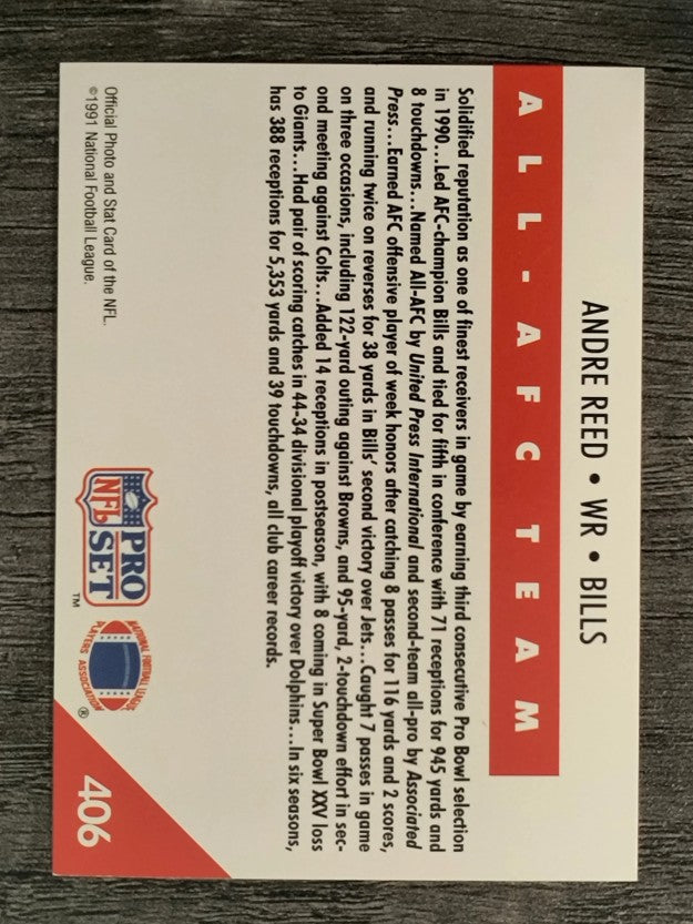 1991 Pro Set #406 Andre Reed AFC