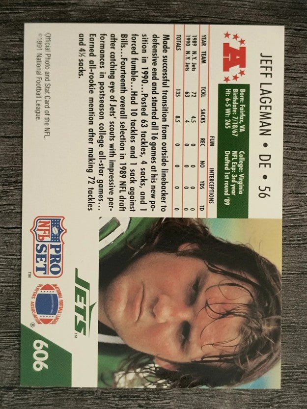 1991 Pro Set #606 Jeff Lageman