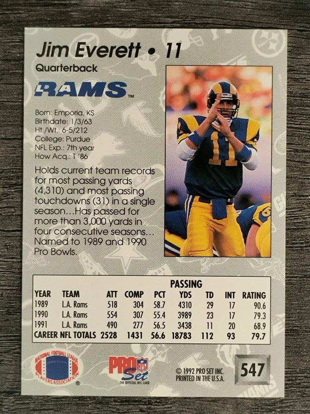 1992 Pro Set #547 Jim Everett