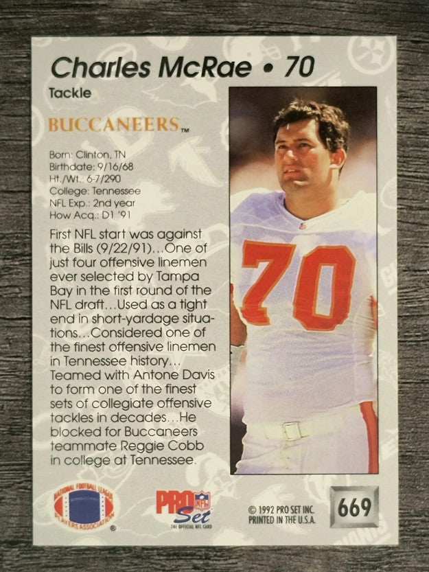 1992 Pro Set #669 Charles McRae