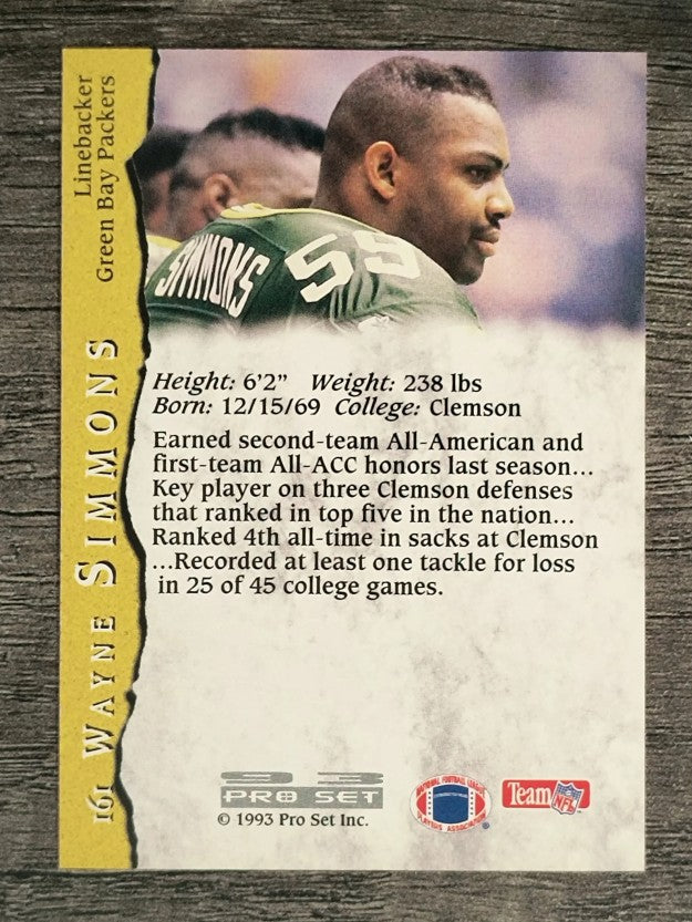 1993 Pro Set #161 Wayne Simmons RC