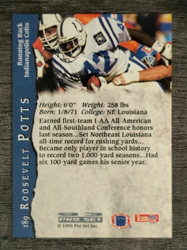 1993 Pro Set #189 Roosevelt Potts RC