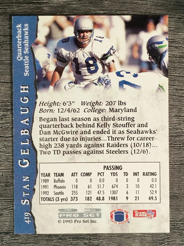 1993 Pro Set #419 Stan Gelbaugh