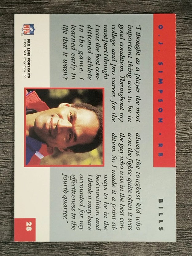 1991 Pro Line Portraits #28 O.J.Simpson RET
