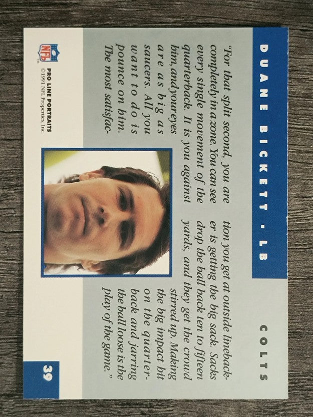 1991 Pro Line Portraits #39 Duane Bickett
