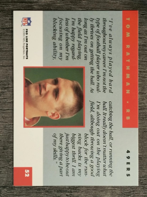 1991 Pro Line Portraits #52 Tom Rathman