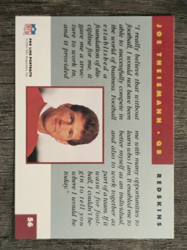 1991 Pro Line Portraits #56 Joe Theismann RET