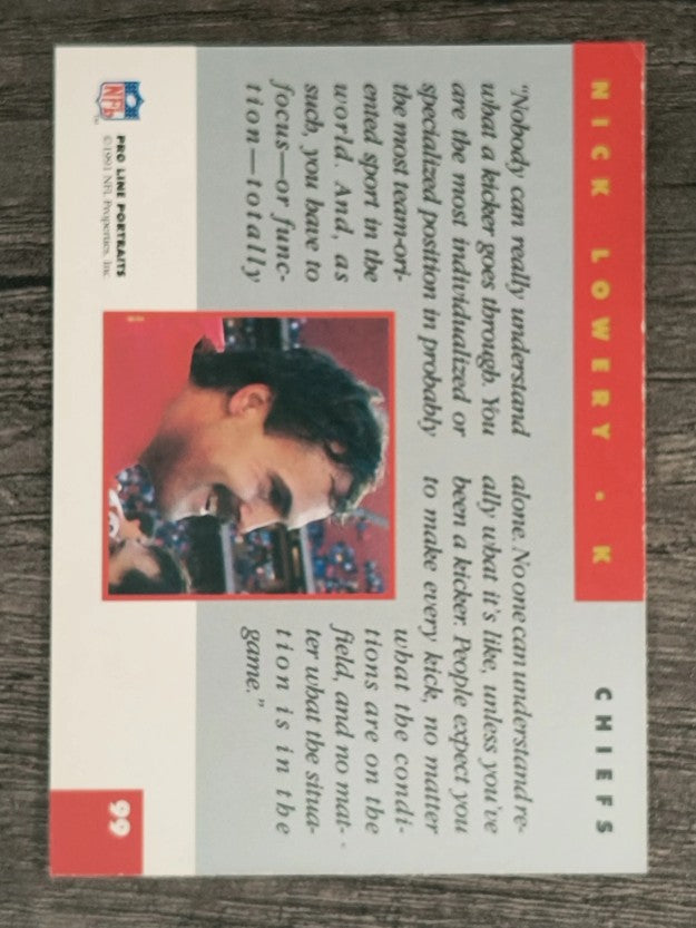 1991 Pro Line Portraits #99 Nick Lowery