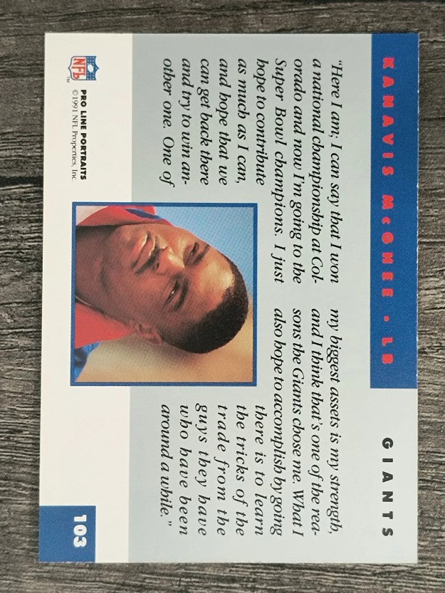 1991 Pro Line Portraits #103 Kanavis McGhee RC
